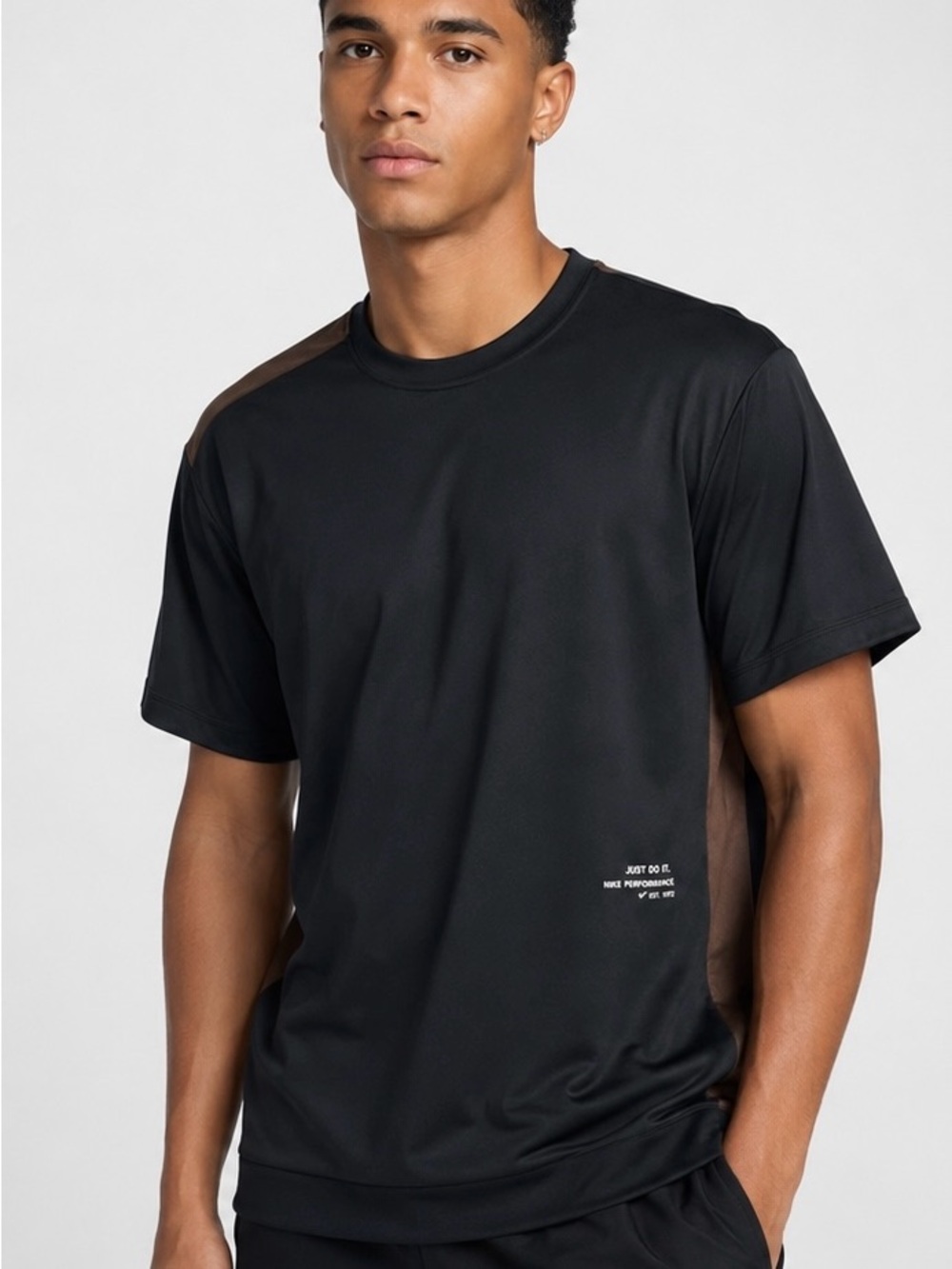 Nike Dri-FIT Men’s Medium Black Brown Colorblock Performance Training Shirt